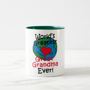 Tasse 2 Couleurs Cœur de super arrière-grand-mère du monde