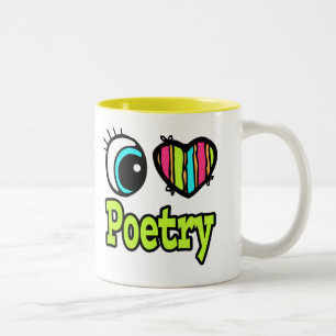 Tasse 2 Couleurs Coeur des yeux lumineux J'aime la poésie