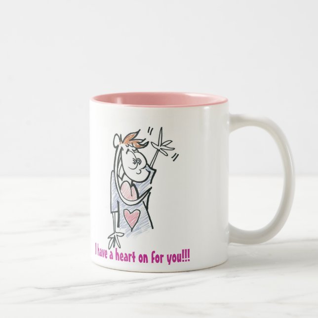 Tasse 2 Couleurs Coeur dessus pour vous ! (Droit)