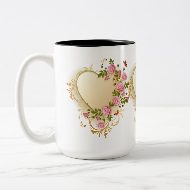 Tasse 2 Couleurs Coeur d'or Rose en cascade (Gauche)