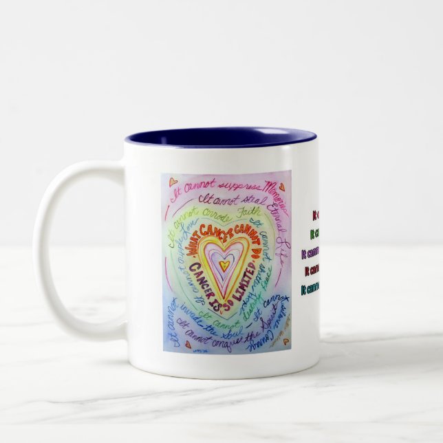 Tasse 2 Couleurs Coeur du cancer arc-en-ciel (Gauche)