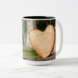 Tasse 2 Couleurs coeur en bois