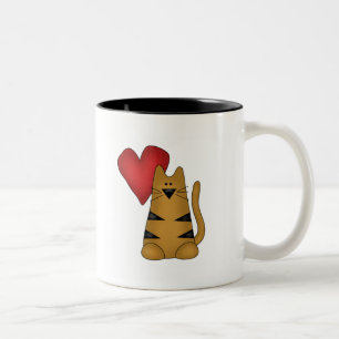 Tasse 2 Couleurs Coeur et T-shirts et cadeaux rayés de chat