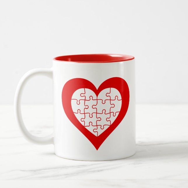 Tasse 2 Couleurs Cœur puzzle  (Gauche)