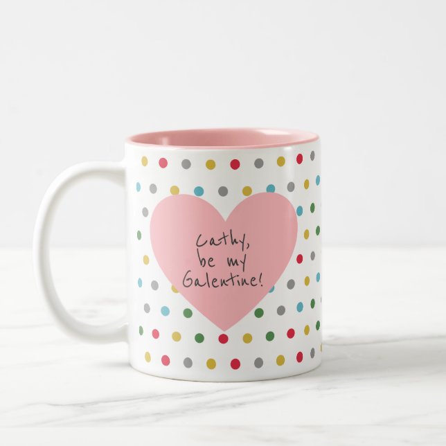 Tasse 2 Couleurs Coeur rose mignon Nom de la Saint-Galentin Points  (Gauche)
