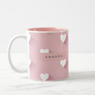 Tasse 2 Couleurs Cœur Rose Pâle Kawaii Personnalisé