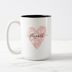 Tasse 2 Couleurs Coeur rose personnalisé