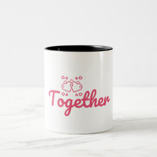 Tasse 2 Couleurs Coeur simple ensemble pour toujours couple