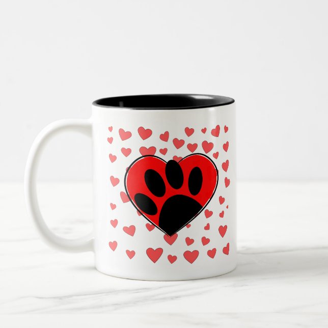 Tasse 2 Couleurs Coeurs Amoureux de les chiens partout (Gauche)