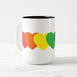 Tasse 2 Couleurs Coeurs arc-en-ciel