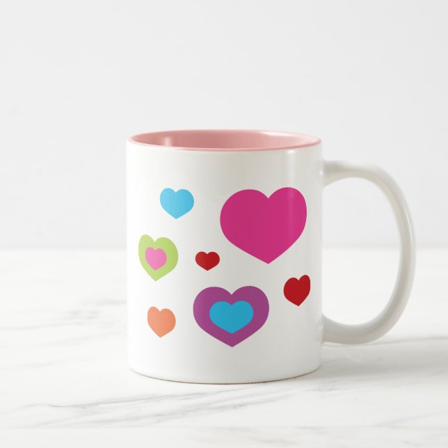 Tasse 2 Couleurs Coeurs colorés (Droit)