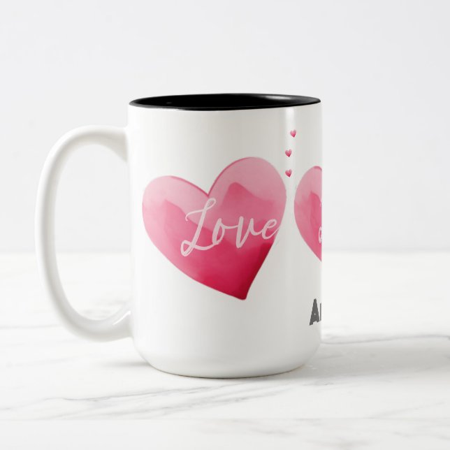 Tasse 2 Couleurs Coeurs d'amour en rose pour la Saint-Valentin (Gauche)
