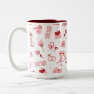 Tasse 2 Couleurs Cœurs d'amour et illustration XOXO