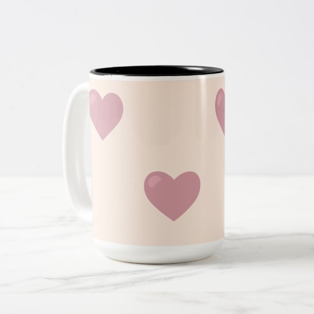 Tasse 2 Couleurs Coeurs d'amour Pastel (Devant gauche)