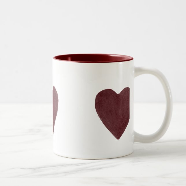 Tasse 2 Couleurs Coeurs d'aquarelle rouge (Droit)