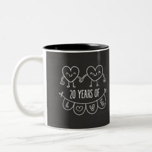 Tasse 2 Couleurs Coeurs de calèche-cadeaux du 20e anniversaire