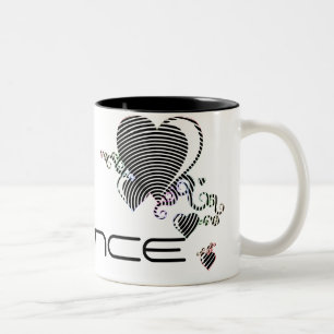 Tasse 2 Couleurs coeurs de gribouillis. transe