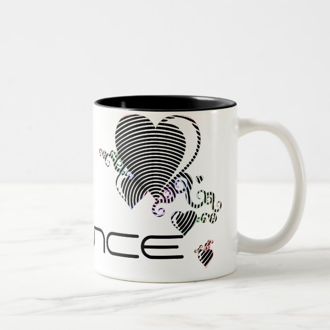 Tasse 2 Couleurs coeurs de gribouillis. transe (Droit)