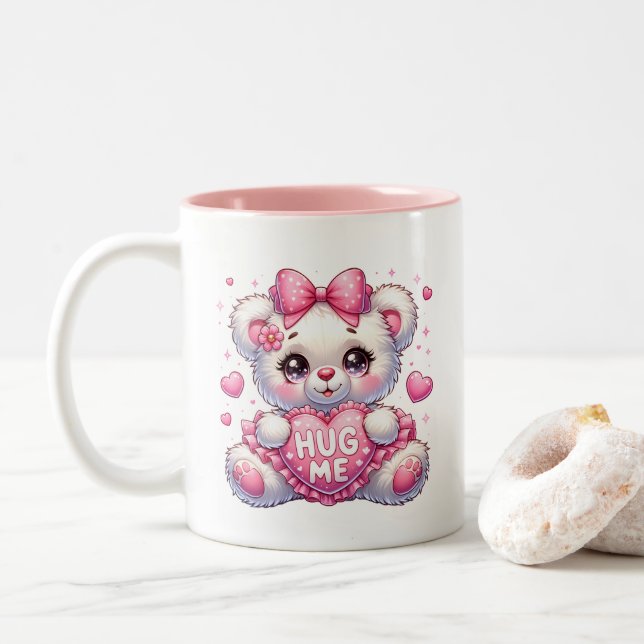 Tasse 2 Couleurs Cœurs de la Saint-Valentin  (Avec donut)