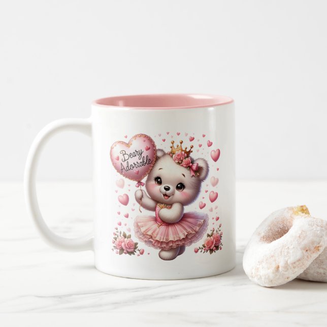 Tasse 2 Couleurs Cœurs de la Saint-Valentin  (Avec donut)