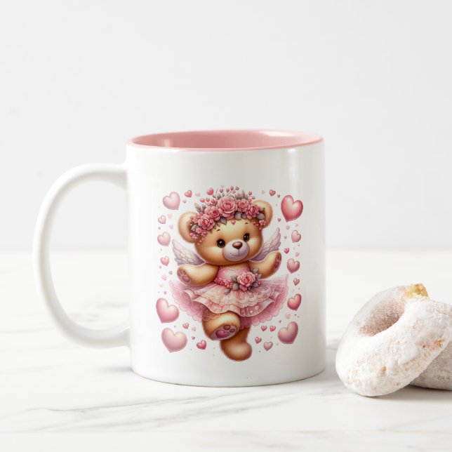 Tasse 2 Couleurs Cœurs de la Saint-Valentin  (Avec donut)