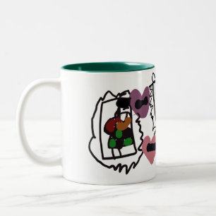 Tasse 2 Couleurs cœurs de terrier écossais et vert 