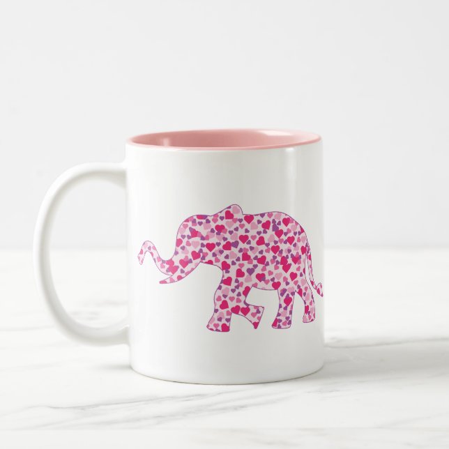 Tasse 2 Couleurs Coeurs d'éléphant rose et pourpre (Gauche)