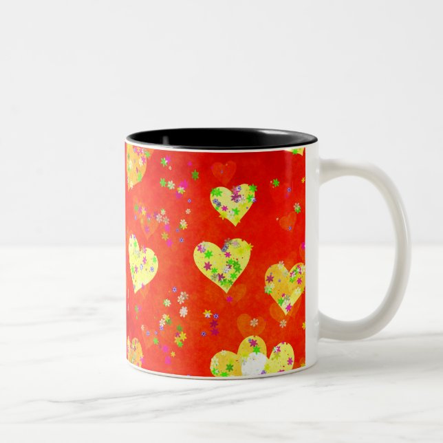 Tasse 2 Couleurs Coeurs et fleurs (Droit)