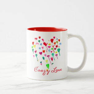 Tasse 2 Couleurs Coeurs fantaisie coloré arc-en-ciel art coeur