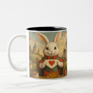 Tasse 2 Couleurs Cœurs Fantaisistes de Lapin Blanc Enchantant le Pa