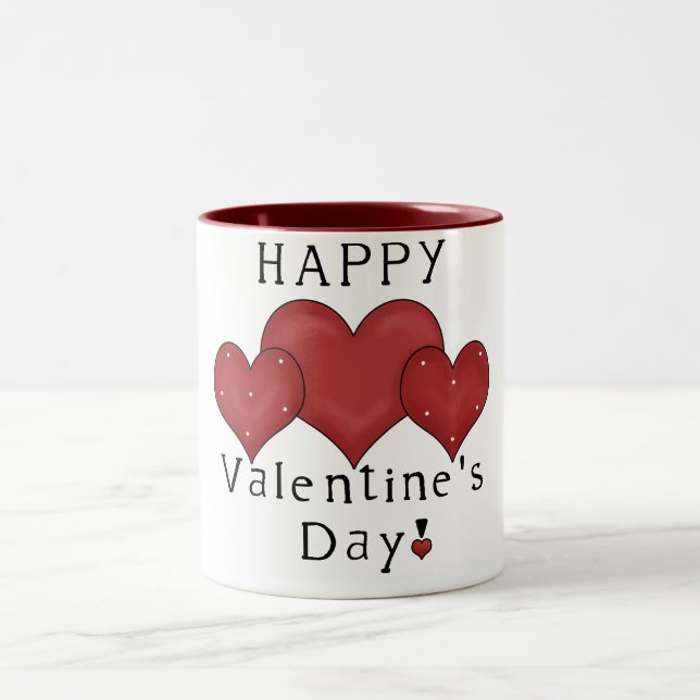 Tasse 2 Couleurs Coeurs Heureuses Saintes-Valentin D7 Café/Tasse de (Centre)