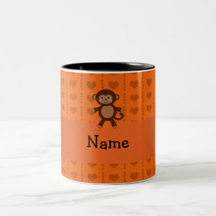 Tasse 2 Couleurs Coeurs nommés personnalisés d'orange de singe de