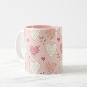 Tasse 2 Couleurs Coeurs rose et blanc Jour des Valentines