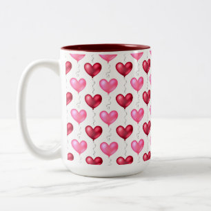 Tasse 2 Couleurs Coeurs rose et rouge Saint Valentin Amour