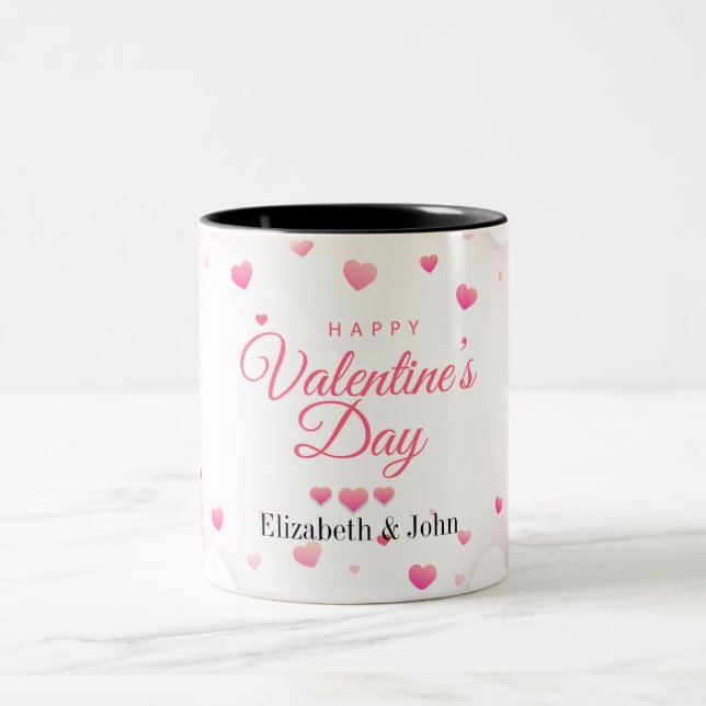 Tasse 2 Couleurs Cœurs roses Joyeuse Saint-Valentin (Centre)