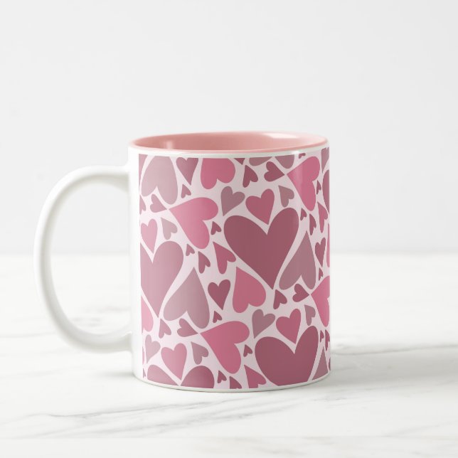 Tasse 2 Couleurs Coeurs roses modernes Saint-Valentin (Gauche)