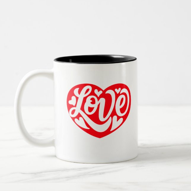 Tasse 2 Couleurs Coeurs rouges pour l'amour (Gauche)