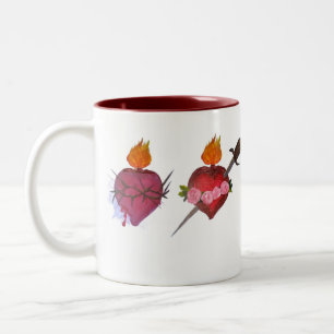 Tasse 2 Couleurs Coeurs sacrés et immmaculés de Jésus et Marie
