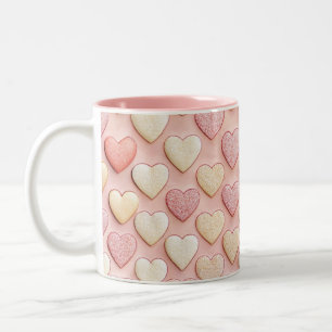 Tasse 2 Couleurs Coeurs texturés Jour des Valentines roses