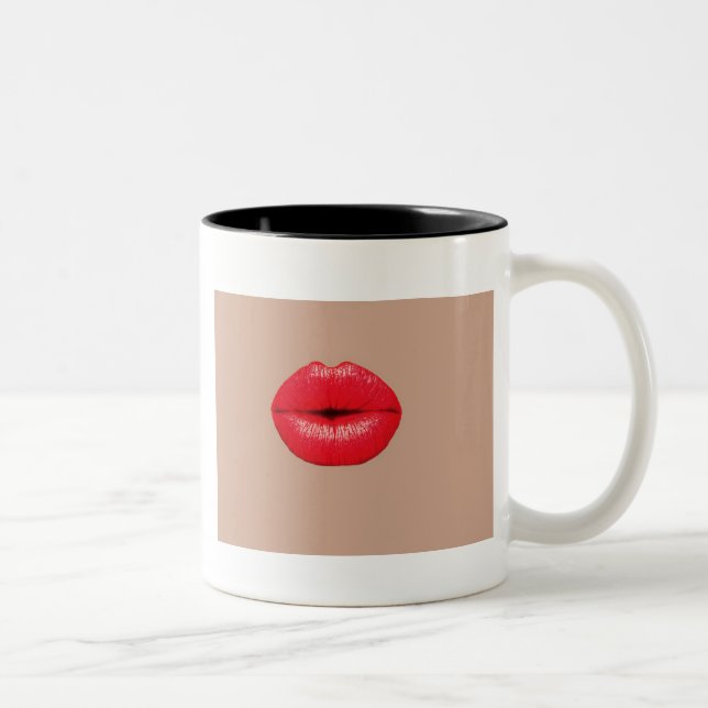 Tasse 2 Couleurs Coffee Lips baiser pop art (Droit)
