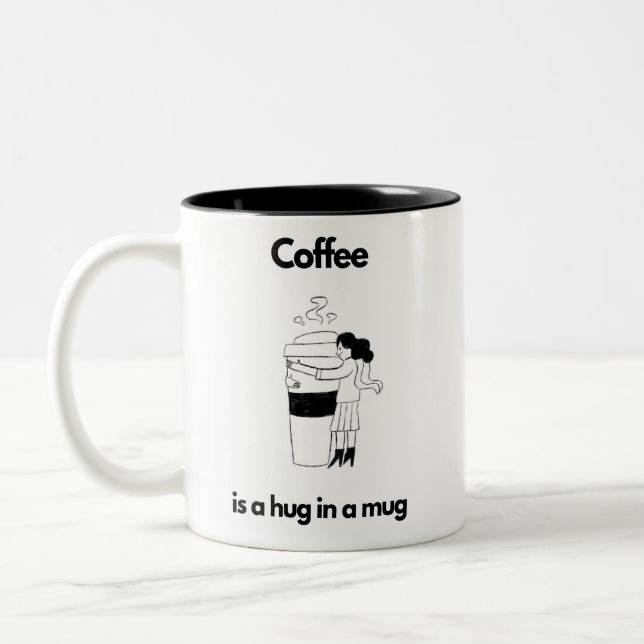 Tasse 2 Couleurs Coffee Lovely Mug, "Hug in a Mug"  (Gauche)