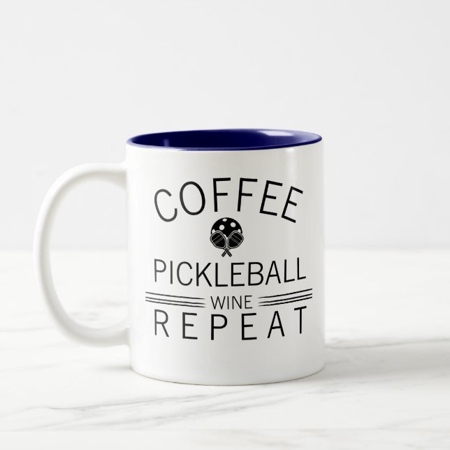 Tasse 2 Couleurs Coffee Pickleball Wine Repeat Funny Sports Player  (Gauche)