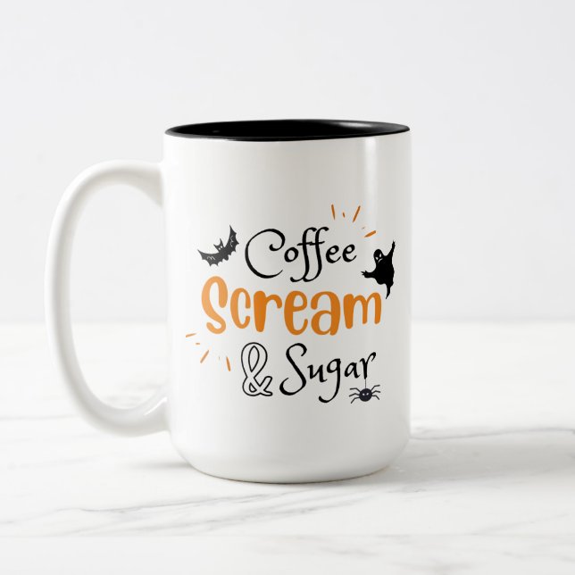 Tasse 2 Couleurs Coffee Scream and Sugar Halloween (Gauche)