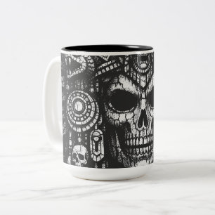 Tasse 2 Couleurs Coiffe de crâne aztèque par BurnsInHell