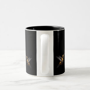 Tasse 2 Couleurs Colibri d'or mignon sur noir