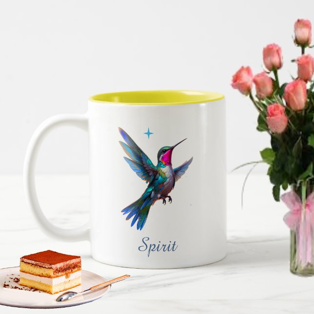 Tasse 2 Couleurs Colibri élégant et écriture sur fond blanc (Créateur téléchargé)