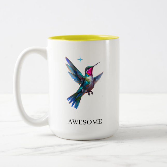 Tasse 2 Couleurs Colibri élégant sur fond blanc (Gauche)
