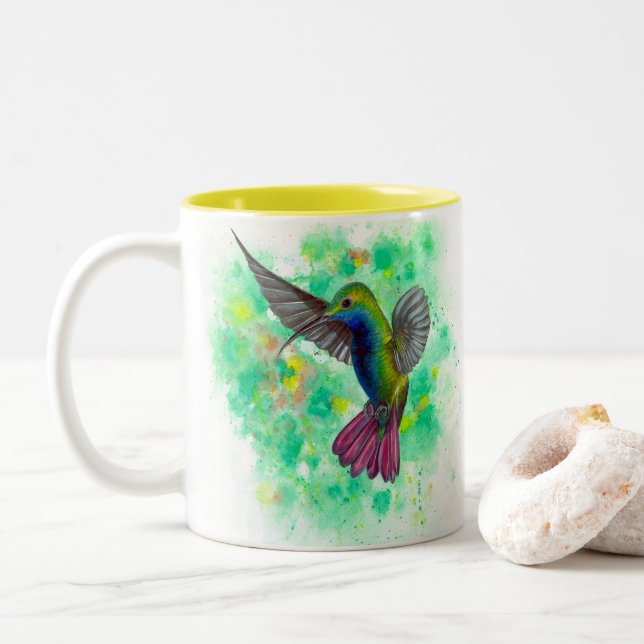Tasse 2 Couleurs Colibri - peinture acrylique (Avec donut)