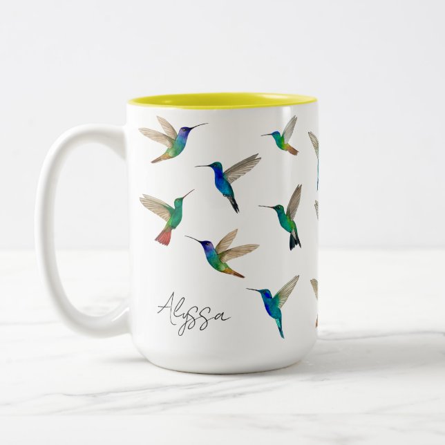 Tasse 2 Couleurs Colibris personnalisés (Gauche)