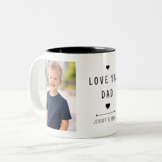 Tasse 2 Couleurs Collage de 2 photos modernes Amour Papa